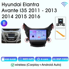 현대 엘란트라 아반떼 I35 2011-2016용 안드로이드 15 카 블루투스 라디오 카플레이 오토 멀티미디어 GPS, 14 B 4 64GB WIFI
