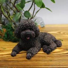 仿真趴姿泰迪犬擺飾 貴賓狗公仔 汽車居家裝飾擺件, 黑色
