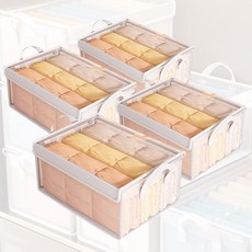 레디박스 커버형 리빙박스 접이식 손잡이형 큰 용량 수납함 옷정리박스, 4개, 투명