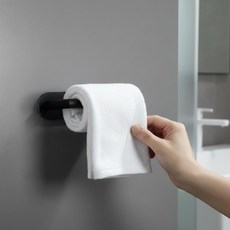 욕실 휴지걸이 무타공 스텐 화장실 두루마리 수건 벽부착 정리 보관, 1개, Io 블랙