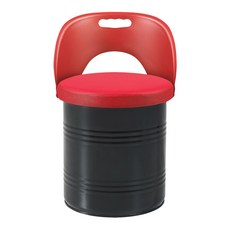 천하퍼니처 NEW깡통의자 철제수납스툴 고기집 드럼통의자 (등받이형), 레드/레드