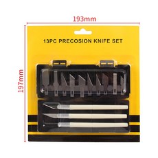 【創意3D列印】模型手工刀雕刻刀打磨鋁合金工具手辦修邊刀刮刀套裝, 13把修邊刀頭