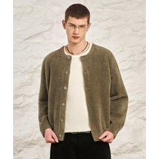 [효지] 25 FW 오버핏 헤비 앙고라 세미 크롭 라운드 니트 가디건 (7컬러)