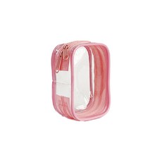 透明拉鍊收納包 - 輕巧便攜、多功能用途、簡約時尚設計，輕鬆整理收納, 方形款-蜜桃粉, 1個