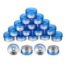 uxcell 20mm 플립 오프 캡 200PCS 버 프리 탑 캡 씰 알루미늄 플라스틱 바이알 유리 동결 건조 병 녹색/실버용 커버, 13mm, Blue/Silver