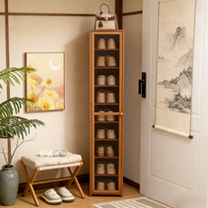 쿠리브 현관 신발장 천연 소재 신발장정리대 틈새수납장, 9단, 월넛