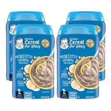 거버 아기용 시리얼 2nd Foods 프로바이오틱 오트밀 8온스, 4개, 바나나, 227g