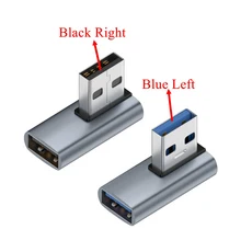USB 3.0 위아래 각도 어댑터 남성-여성 확장 10Gbps U자형 변환기 L 유형 플러그 커넥터, 04 Right, 01 기타