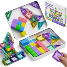 3-in-1 마그네틱 블록 키즈 여정 48 PCS 다이아몬드 듀얼 베이스 틴 - 120 분 포커스 60 대 청소 - 남자 여자 항공 여행 3-8 세, 3-in-1 마그네틱 블록 키즈 여정 48 PCS 다이