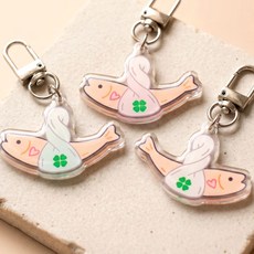 액막이 명태 북어 키링 운수대통 복주머니 가방고리 자동차 열쇠고리 현관 소품 개업, 연민트, 액막이 명태 북어 키링_연민트, 1개