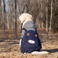 金毛薩摩大中型犬衣服 大狗狗衣服 寵物保暖衣服 狗狗不倒絨衣服鞦鼕裝 薩摩耶哈士奇金毛保暖衣服, 藏藍 背帶條紋熊, 1個