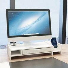 슈퍼인 서랍형 컴퓨터 모니터 받침대 다용도 수납 2단 높이조절, 화이트63x26x13(cm)