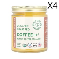 푸어인디언푸드 Coffee++ 유기농 목초 사육 버터 커피 크리머 250ml(8.5fl oz), 4개