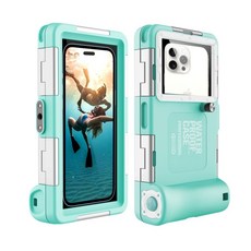 HTYVC 스마트폰 방수 케이스 IP68 잠수 방수 케이스 수중 촬영 터치 스노쿨링 다이빙15m방수, 2 세대 블랙+스카이블루, 1개