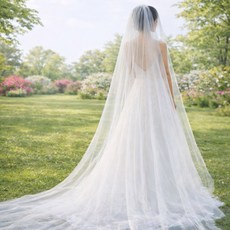 브오미 웨딩 베일 면사포 셀프웨딩 브라이덜샤워, 1개, 화이트