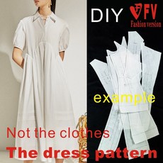 셔츠 효과 퍼프 1:1 패턴 드레스 실제 스커트 그림 여성 바느질 BLQ-650 소매, Size 3XL, 1개