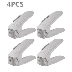 4-16개 신발 슬롯 정리함 조절 가능한 쌓기대 공간 절약형 이중 데크 랙 신발장 보관 홀더, 4PCS Grey