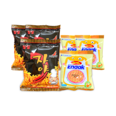 자야30g + 에낙 오리지널16g / 세트 추억의 옛날 과자 라면땅 문방구 라면 간식, 3세트, 46g