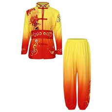 무술 태극권 의류 중국 쿵푸 복장 유니폼 정장, 1개, 3. A Yellow Red