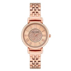 Anne Klein 여성용 메탈 손목 시계 로즈 골드/그린 AK/2158GNRG 439708, 로즈 골드/크리스탈