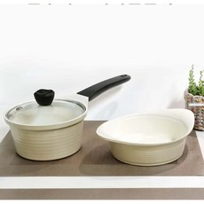 국산 알루아트 미니멀 냄비 2종 편수냄비 전골냄비, 1개, 전골냄비 16cm (인덕션겸용), 아이보리계열