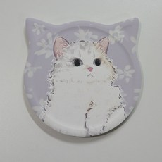 [다하리나] 파스텔톤 귀여운 고양이 규조토 컵받침, 1개, 연보라냥