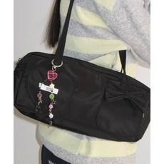 론론 RONRON 토트백 보스턴백 운동 가방 여행 더플백 HEART RIBBON 포켓 DUFFLE BAG 블랙, FREE