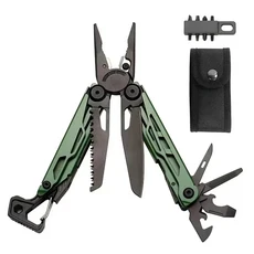BHBT 17 In 1 Multitool 펜치 접이식 다기능 도구 휴대용 EDC 야외 장비 홈 수리 멀티 도구 7 색, 01 빠른  Mainland, 07 Green