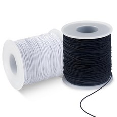 Pluralla 신축성 있는 팔찌 스트링 4롤 1.8m(660피트) 1mm 튼튼한 탄성 스트링 팔찌 주얼리 제작 목걸이 비즈 및 공예용 (블랙 화이트 레인보우 x 2, 볼크+화이트
