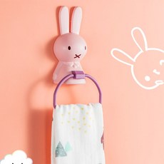 제이와이홀딩스 무타공 토끼 욕실 유아 수건걸이, 핑크, 1개