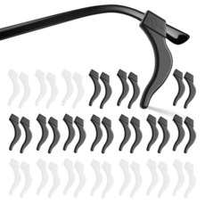 Topstart 안경 이어 그리퍼 20쌍 미끄럼 방지 유리 이어 후크 편안한 실리콘 안경 이어 쿠션 안경 선글라스 독서용 안경 리테이너 어린이 성인용, 블랙+투명