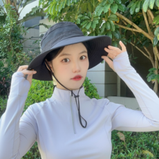 여성용 등산모자 경량 통기성 사파리 챙모자, 블랙