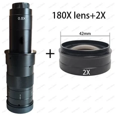 10A 줌 C 마운트 렌즈 배율 산업 현미경 카메라 용 대물, 01 China Mainland, 09 180X-2X