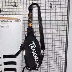 新款斜挎包2025夏季戶外運動風腰包輕便大容量潮牌ins高顏值大學, 黑色單包