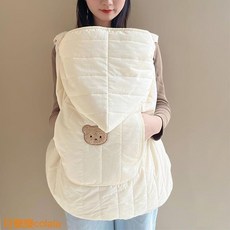 嬰兒揹帶披風 推車毯 防風保暖斗篷, 白色小熊