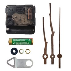 무소음 시계 무브먼트 14mm+나무 시계바늘 01+건전지+너트+와셔+고무패드 세트 탁상용 벽시계 시계 수리 만들기 DIY 부품 모터 부속 키트