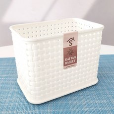 S라탄바스켓4호 2955/학용품 정리 플라스틱 바구니 장난감 옷장, 1개, 기본1