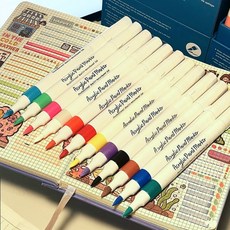 말랑베이비 번짐없는 아크릴 마카펜 브러쉬 붓펜, 1세트, 24색