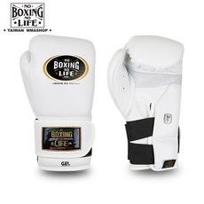 古川小夫 NO BOXING NO LIFE凝膠拳套 白色拳套 GEL緩衝 手腕保護 網眼透氣 墨西哥品牌拳擊手套, 1個