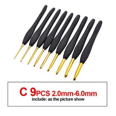 뜨개질 바늘 세트 스테인레스 스틸 크로셰 후크 핑크 블랙 레드 대형 소프트 핸들 실 세트 366093, [03] black