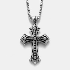 [당일출고] 도트 패턴 고딕 십자가 펜던트 써지컬스틸 체인 목걸이