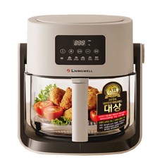 리빙웰 투명 글라스 저소음 에어프라이어 5.7L /유리 바스켓/대용량 에어프라이어/GL770, 투명 글라스 5.7L