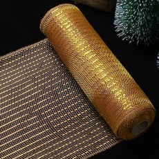 聖誕樹裝飾 PP網紗絲帶 佈置場景用紗帶, 咖啡金 金蔥絲,26cm x10碼, 1個