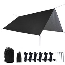 소형 타프 스크린 캠핑용 방수 렉타 사각 폴대 천막 그늘막 캠핑용품, 블랙