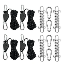 12 개/대 텐트 바람 로프 스프링 버클 4mm 4m 캠핑 반사 텐트 타이 다운 로프 강화제 고정 바람 로프 고정, 04 검정색