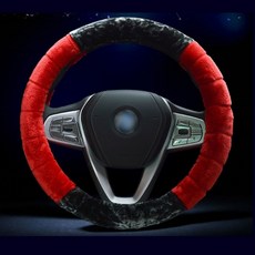보들보들 겨울 핸들커버 자동차 인테리어 극세사 털 차량 원형 보온 방한, 블랙