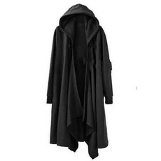 潮胖穿搭 大碼闇黑開衫外套男 中長款大帽拉鏈開衫 大尺碼寬鬆休閒外套 加肥加大碼