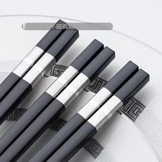 DFMEI 家用防黴防滑耐高溫合金筷高檔酒店飯店專用筷子10雙, 1個, 如圖, 黑色*2