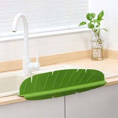 廚房防濺擋水板 葉子造型 濾水隔板 附吸盤, 1個, 綠色樹葉款