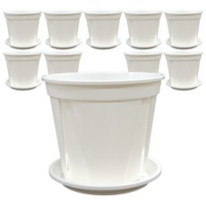 청춘화원 원형 슬릿화분 받침포함, 화이트, 10개